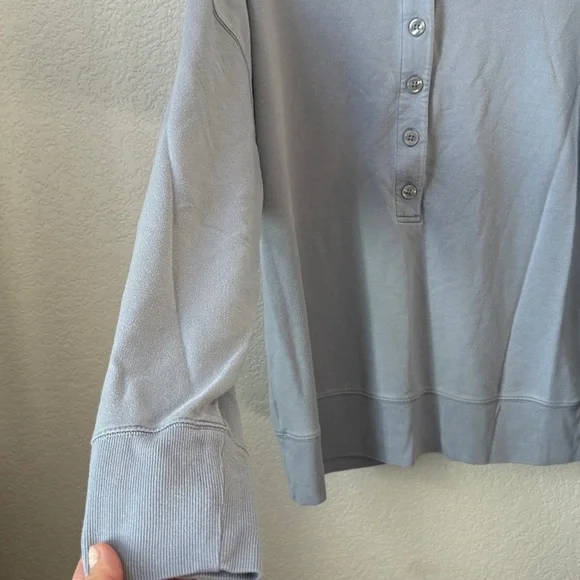 Athleta Henley Crew Neck Sweater Blue size Medium - Picture 6 of 11